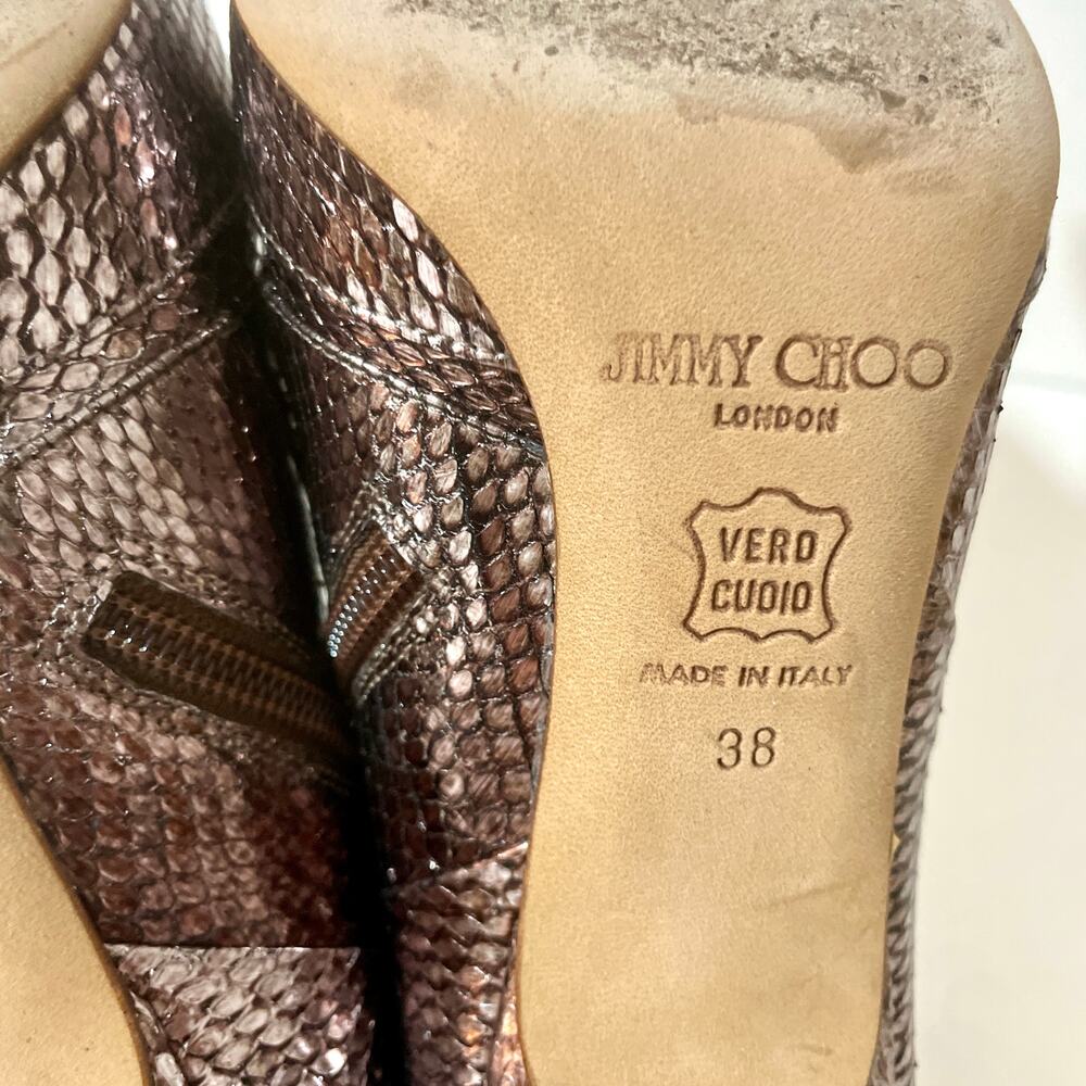 Jimmy Choo Metallic Snakeskin Ankle Boots Rhinestone Crystal Embellished sz 38 - Picture 13 of 13